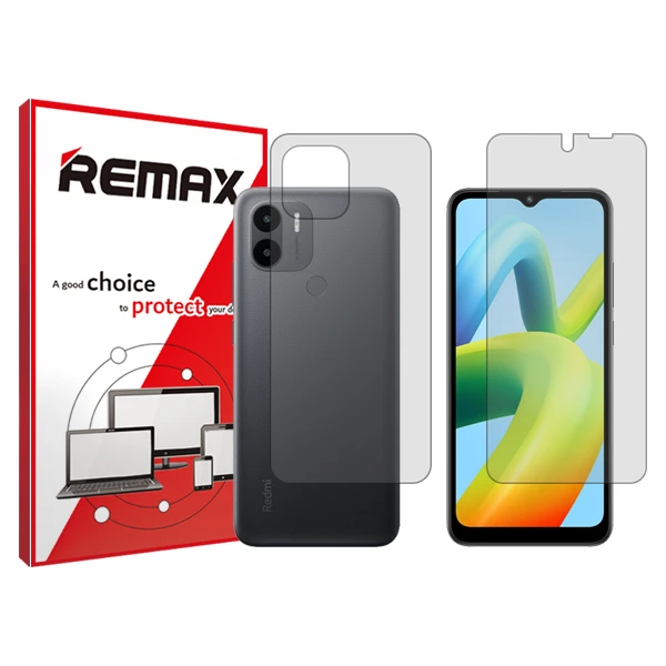 محافظ صفحه نمایش شفاف ریمکس مدل Resistant مناسب برای گوشی موبایل شیائومی Redmi A1 Plus به همراه محافظ پشت گوشی