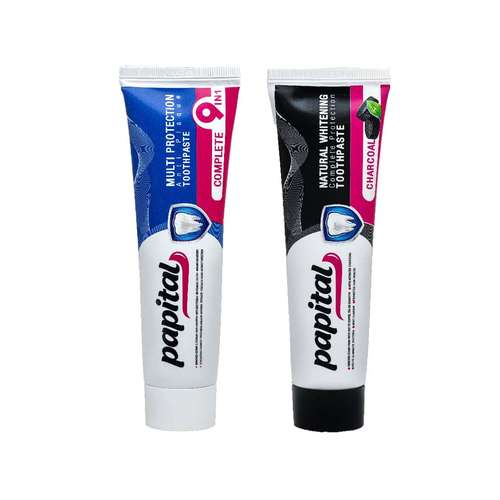 خمیر دندان پاپیتال مدل ذغالی حجم 100 میلی لیتر مجموعه 2 عددی