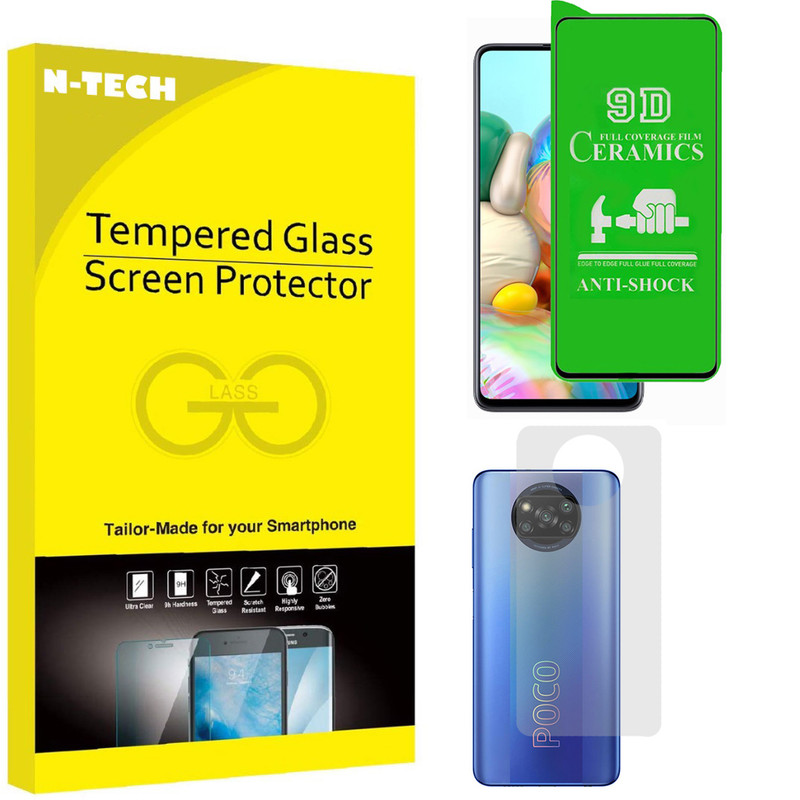  محافظ صفحه نمایش سرامیکی انتک مدل CRBKM-01 مناسب برای گوشی موبایل شیائومی Poco X3 به همراه محافظ پشت گوشی 