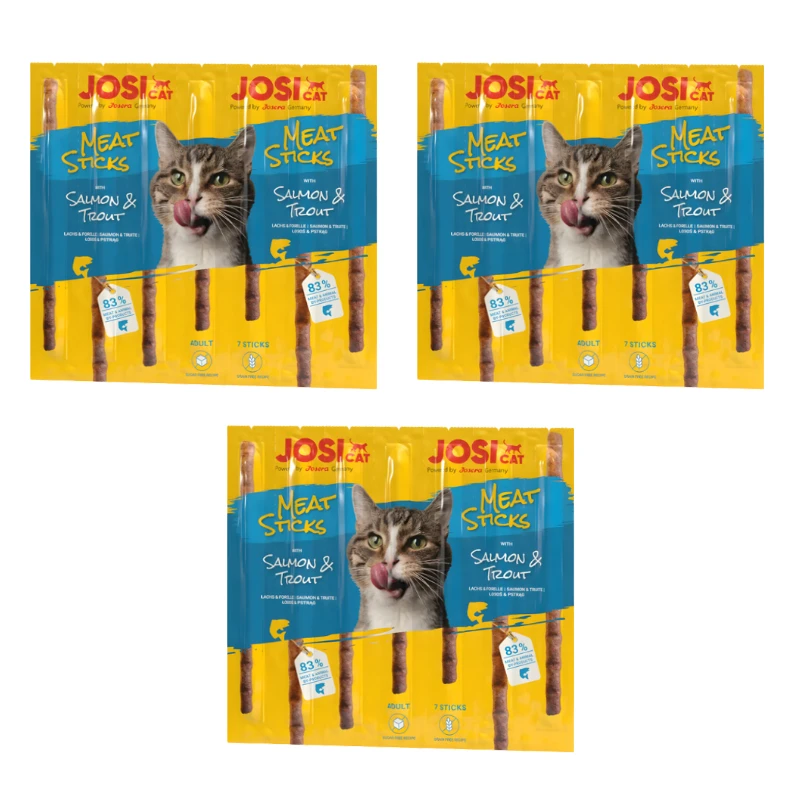 تشویقی گربه جوسرا مدل Meat Sticks Pack با طعم ماهی سالمون و قزل‌آلا بسته 3 عددی