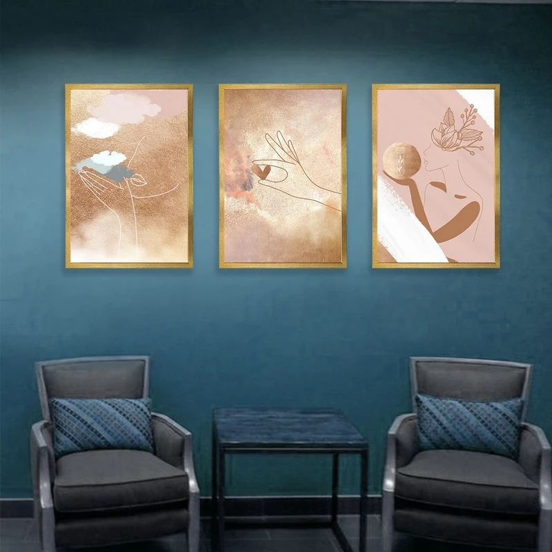 تابلو بکلیت مدل طرح مینیمال قلب و بوسه T-958  مجموعه 3 عددی