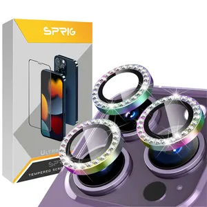Sprig Ring metal Diamond Camera Lens Protector For Apple Iphone 12 Pro Max