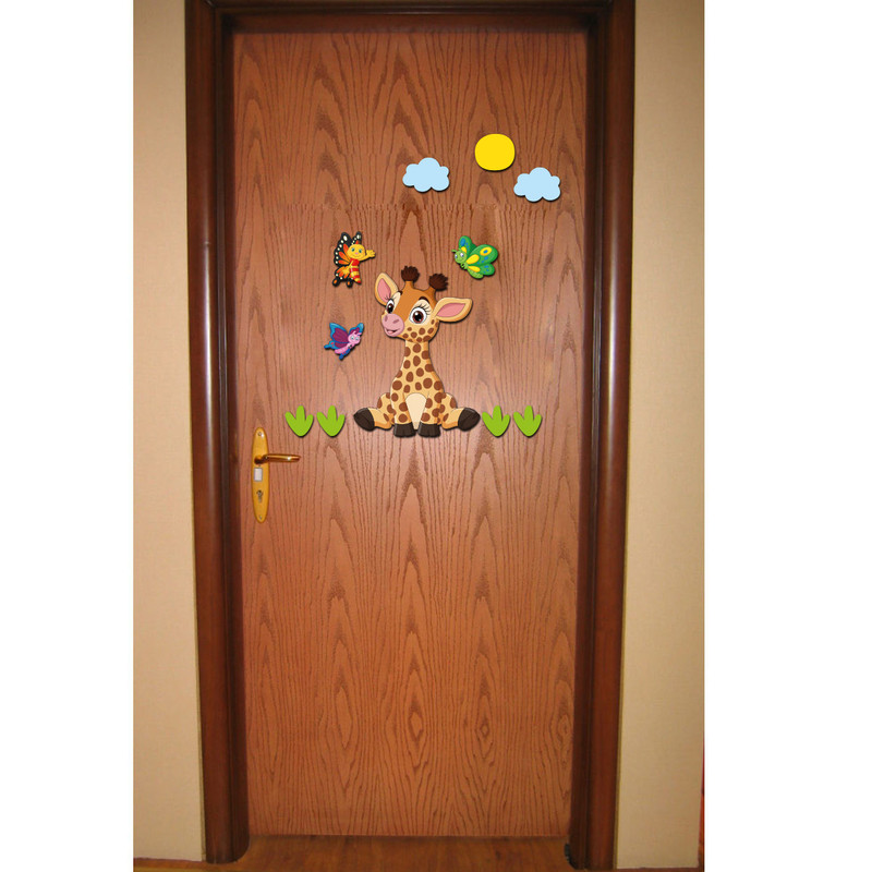 استیکر چوبی کودک باروچین مدل زرافه کوچولو و دوستانش کد 6085 مجموعه 11 عددی