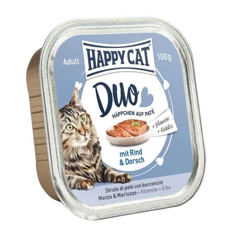 غذای گربه هپی کت مدل گوشت گوساله و ماهی وزن 100 گرمی