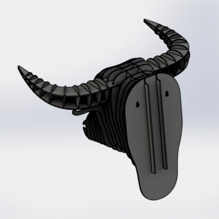 دیوارکوب مدل سردیس چوبی سه بعدی گاو کد T49