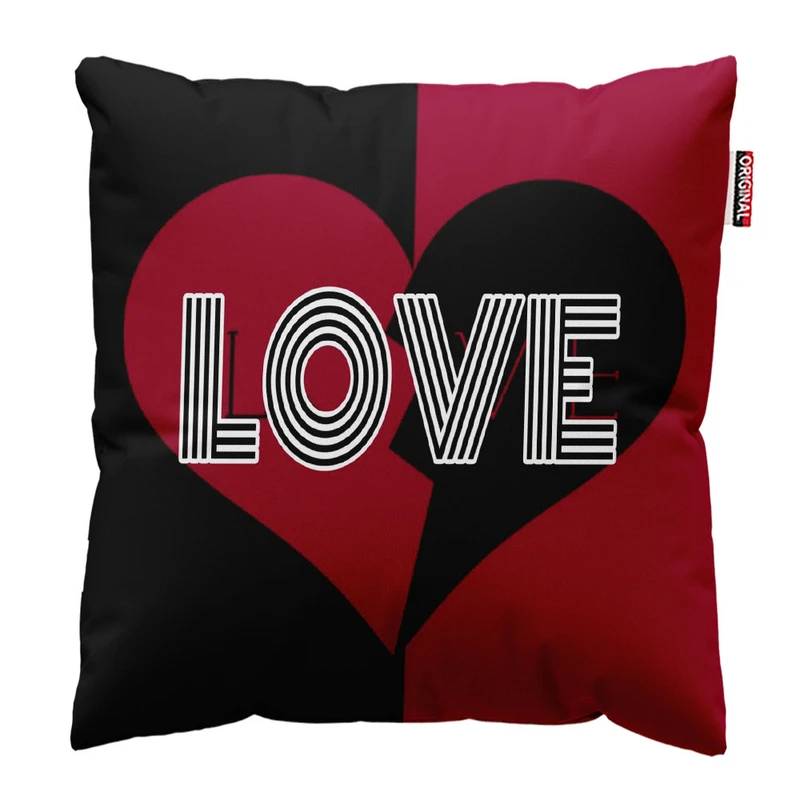 کوسن پاد آفرین طرح قلب و عشق کد 3030 سایز 30*30 سانتی متر