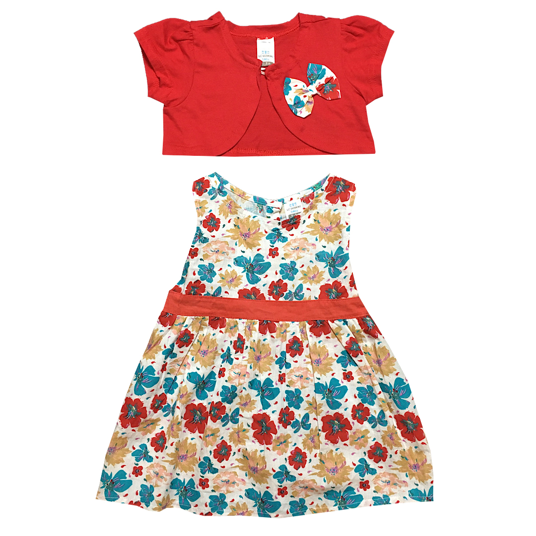 پیراهن نوزادی دخترانه ال سی وایکیکی طرح گل کد T0018