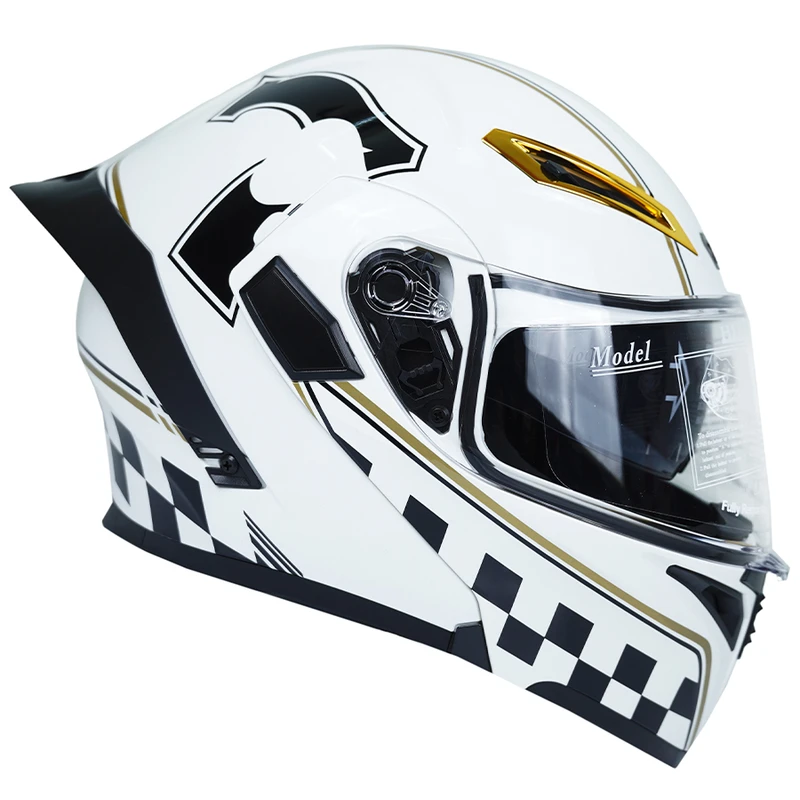 کلاه کاسکت فک متحرک کایک مدل 772 طرح Bl/Wh Checherboard