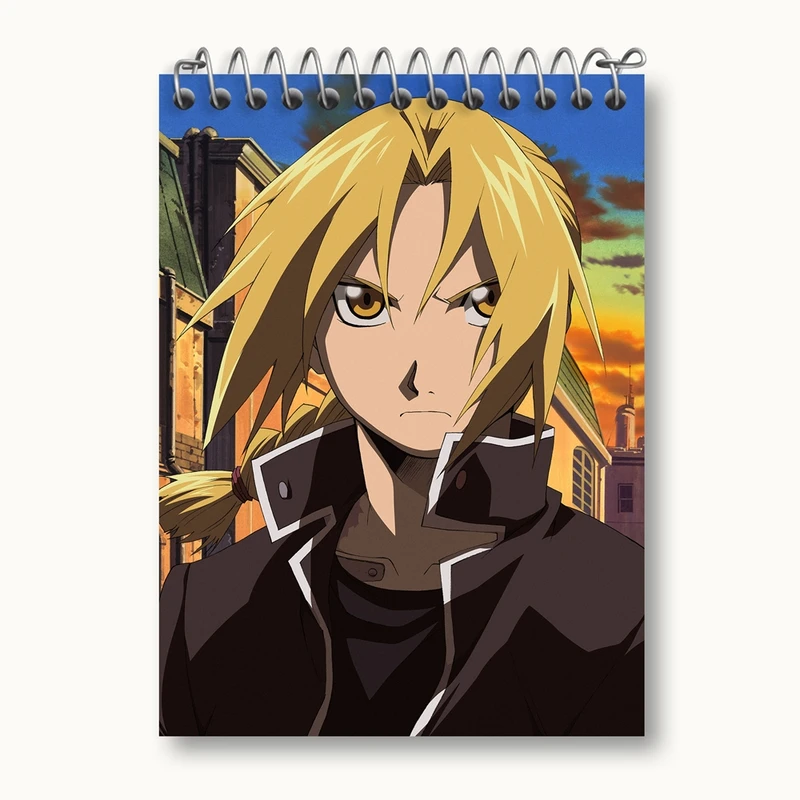 دفتر یادداشت 50 برگ خندالو مدل ادوارد و موستانگ انیمه کیمیاگر تمام فلزی کد 12677