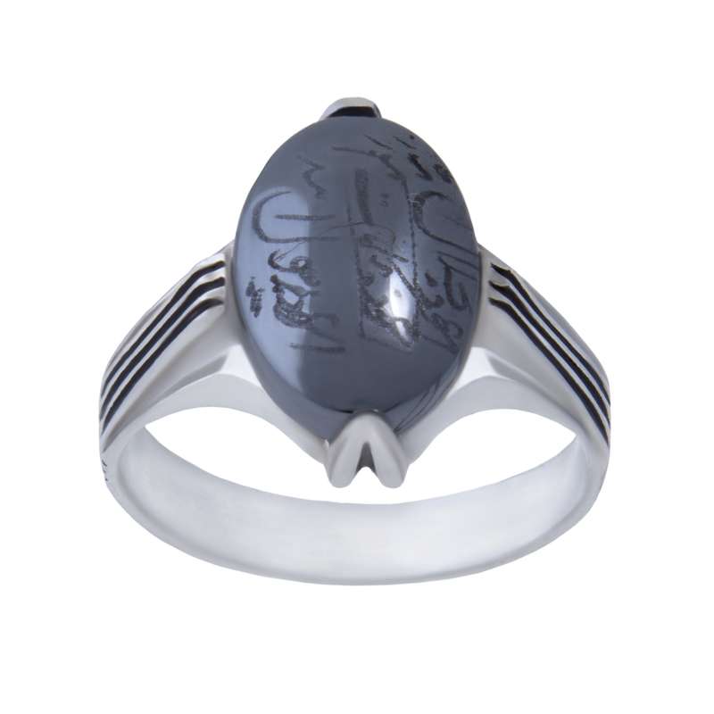 انگشتر نقره مردانه مدل سنگ حدید سیلندری کد AM_048