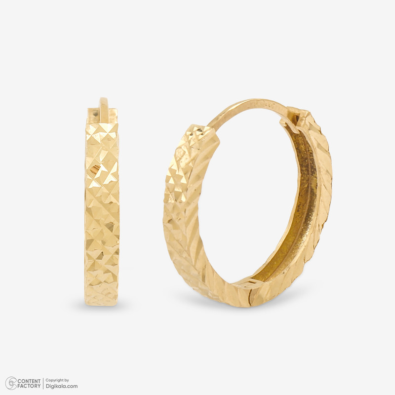 گوشواره حلقه‌ای طلا 18 عیار زنانه جواهری راز مدل E255-8 - 3