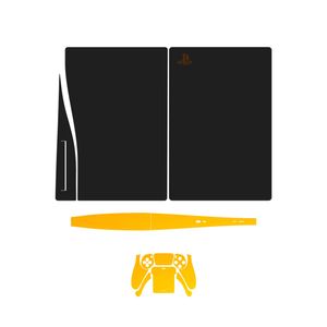 برچسب کنسول و دسته بازی PS5 ماهوت مدل Matte_Black_Deep_Mustard