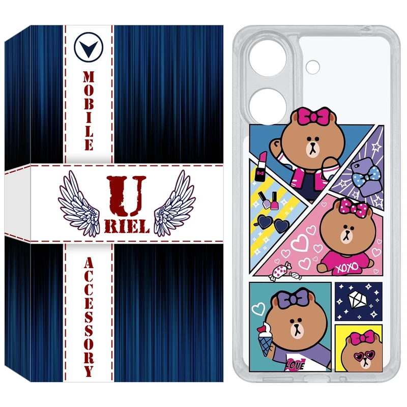 کاور یوریل قاب مدل Clear کد 13 طرح Brown مناسب برای گوشی موبایل شیائومی Redmi 13C / Poco C65