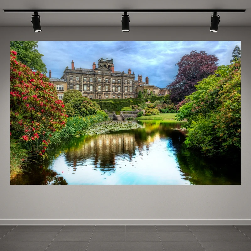 تابلو بوم طرح مخمل عمارت تاریخی مدل باغ های باشکوه کد AR3059033