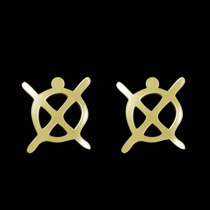 گوشواره طلا 18 عیار زنانه مدوپد مدل هندسی کد GA1-16160