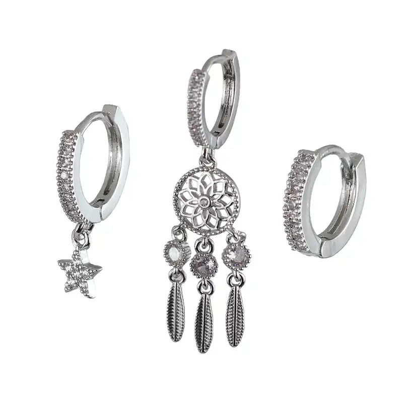 گوشواره زنانه وای اس ایکس مدل ستاره کد ear646 بسته سه عددی