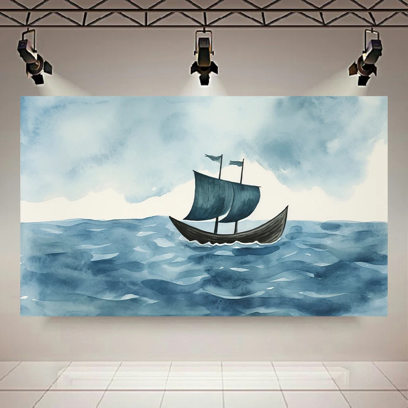 پوستر طرح مینیمال نقاشی قایق مدل آبرنگی کد AR302705