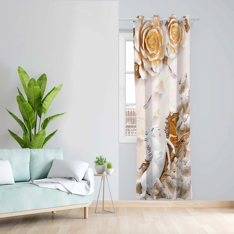 پرده طرح گل مدل مخمل پانچی کد 5300 z سایز 140x200 سانتی متر