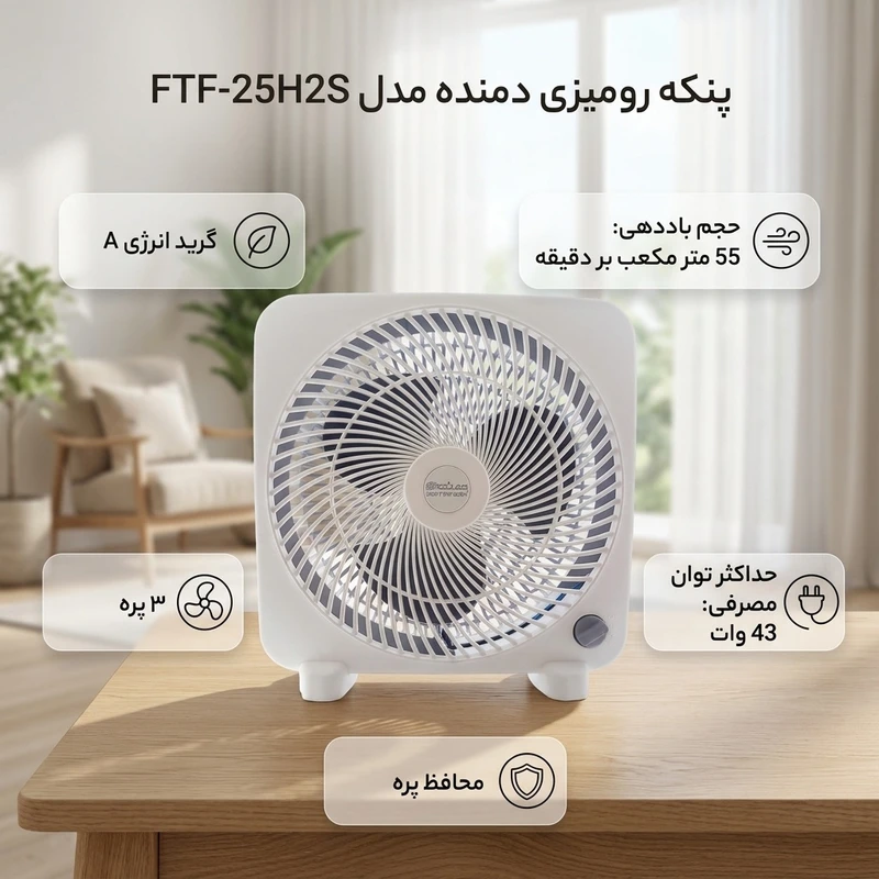 عکس شماره 3 : پنکه رومیزی دمنده مدل ftf-25h2s