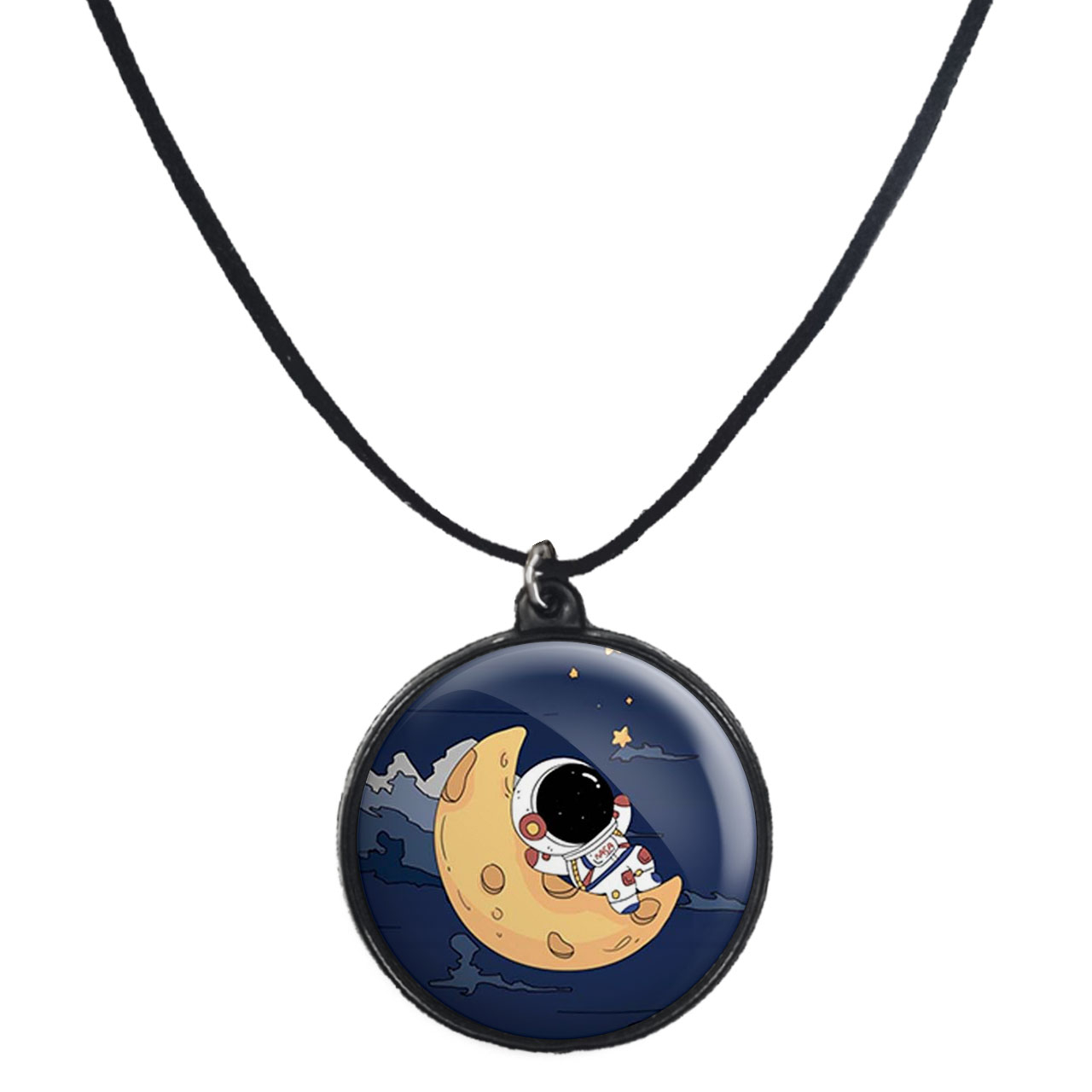 گردنبند پرمانه طرح فضانورد کد pmb.10477 مدل دو طرفه