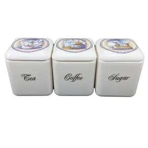 بانکه مدل آشپزخانه طرح چای و قهوه کد 01 مجموعه 3 عددی 