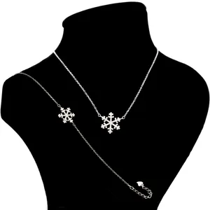 نیم ست نقره زنانه بهارگالری طرح برف مدل Snow