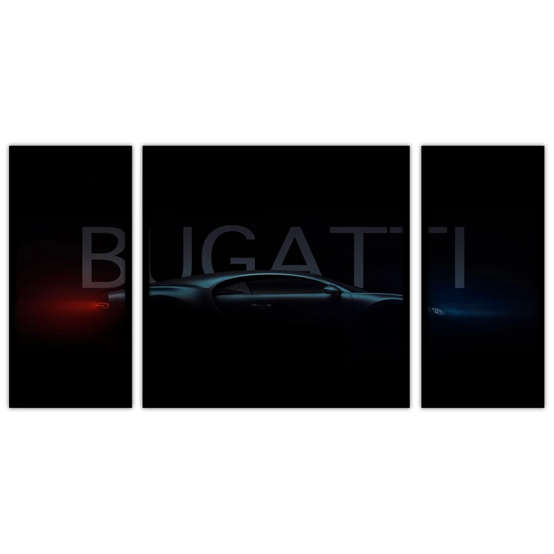 تابلو بکلیت طرح ماشین مدرن و لوکس بوگاتی مدل B-bu3587 مجموعه 3 عددی