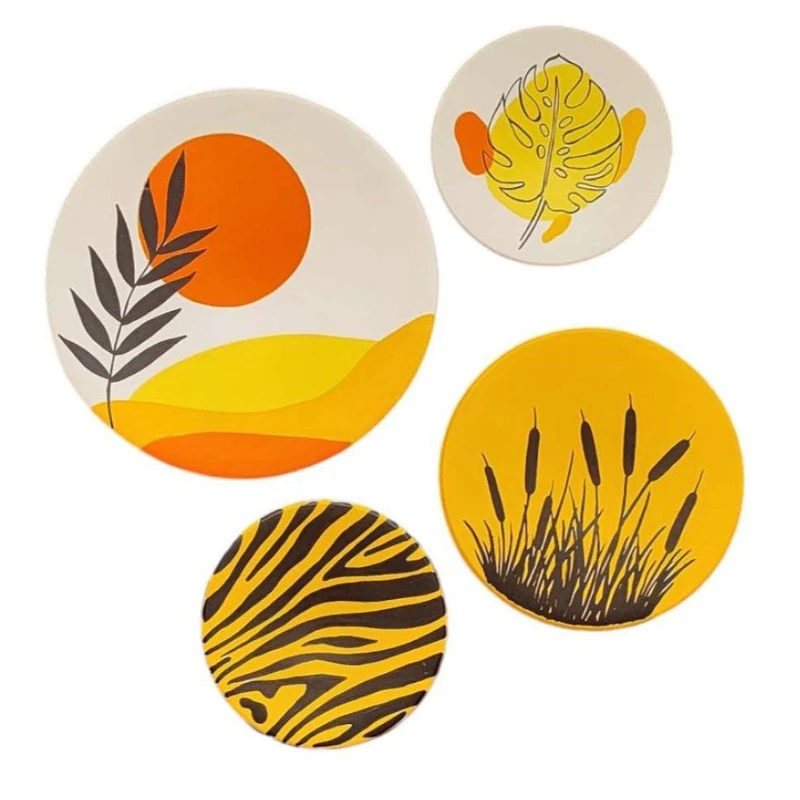 بشقاب دیوارکوب سفالی طرح افق کدD237 مجموعه 4 عددی