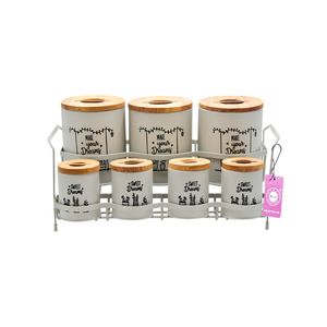 نقد و بررسی ست جای ادویه 8 پارچه بی.وی.کی مدل درب چوب S_K کد 863416 توسط خریداران