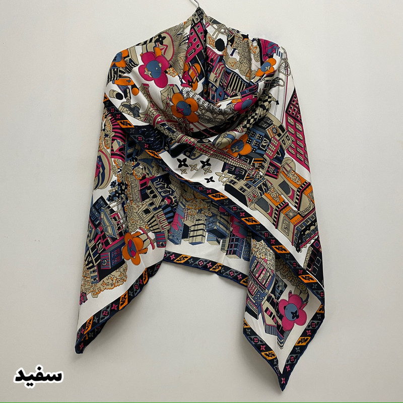 روسری زنانه مدل ابریشم توییل دست دوز کد 6996