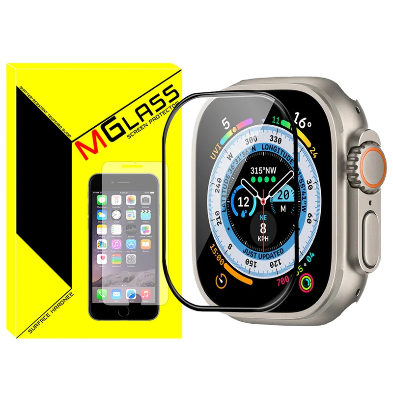 محافظ صفحه نمایش شیشه‌ای ام‌گلس مدل SH-FULL-MG مناسب برای اپل واچ Ultra 49mm / Ultra 2 49mm