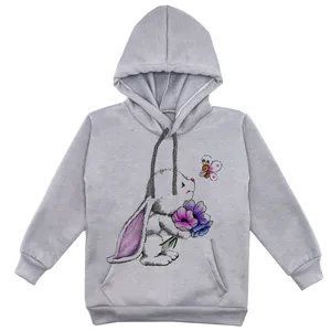 هودی دخترانه مدل خرگوش F70 رنگ طوسی