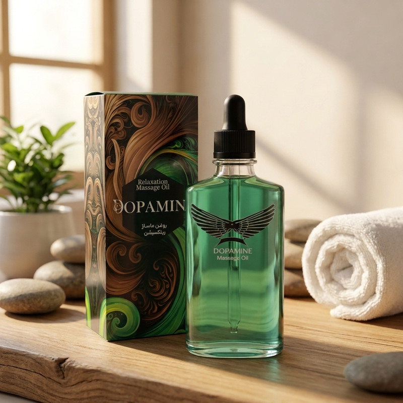 روغن ماساژ مدل ریلکسیشن دوپامین حجم 350 میلی‌لیتر، با رایحه طبیعی، مرطوب‌کننده، ضد خشکی، مناسب برای انواع پوست، بدون سولفات و بدون تست حیوانی