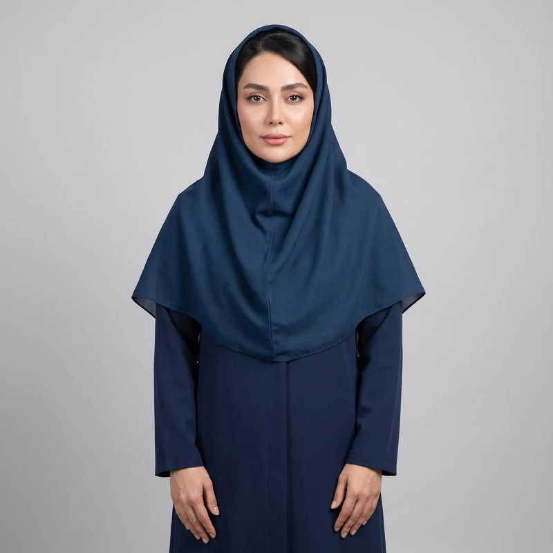 مقنعه مدل 90 کد 04 رنگ آبی کاربنی تک سایز