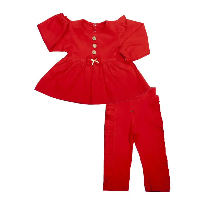 ست تونیک و شلوار نوزادی مدل چیندار کد 119861