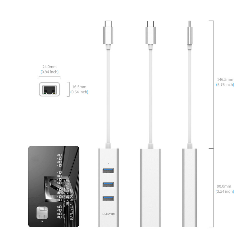 هاب 4 پورت USB-C لنشن مدل C23-S