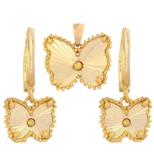 نیم ست طلا 18 عیار زنانه طلای مستجابی مدل پروانه ونکلیف T767