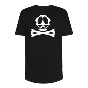 تی شرت لانگ  آستین کوتاه زنانه مدل CUTE SKULL کد P056 رنگ مشکی