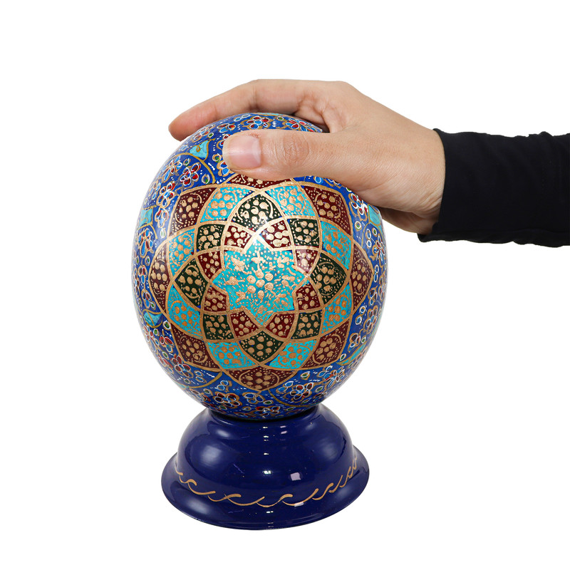 تخم شترمرغ تزیینی طرح شمسه کد 1412 تخم شترمرغ تزیینی طرح شمسه کد 1412
