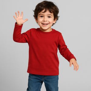 تی‌شرت آستین بلند پسرانه مدل 1kkb16651ok-420 رنگ قرمز تیره