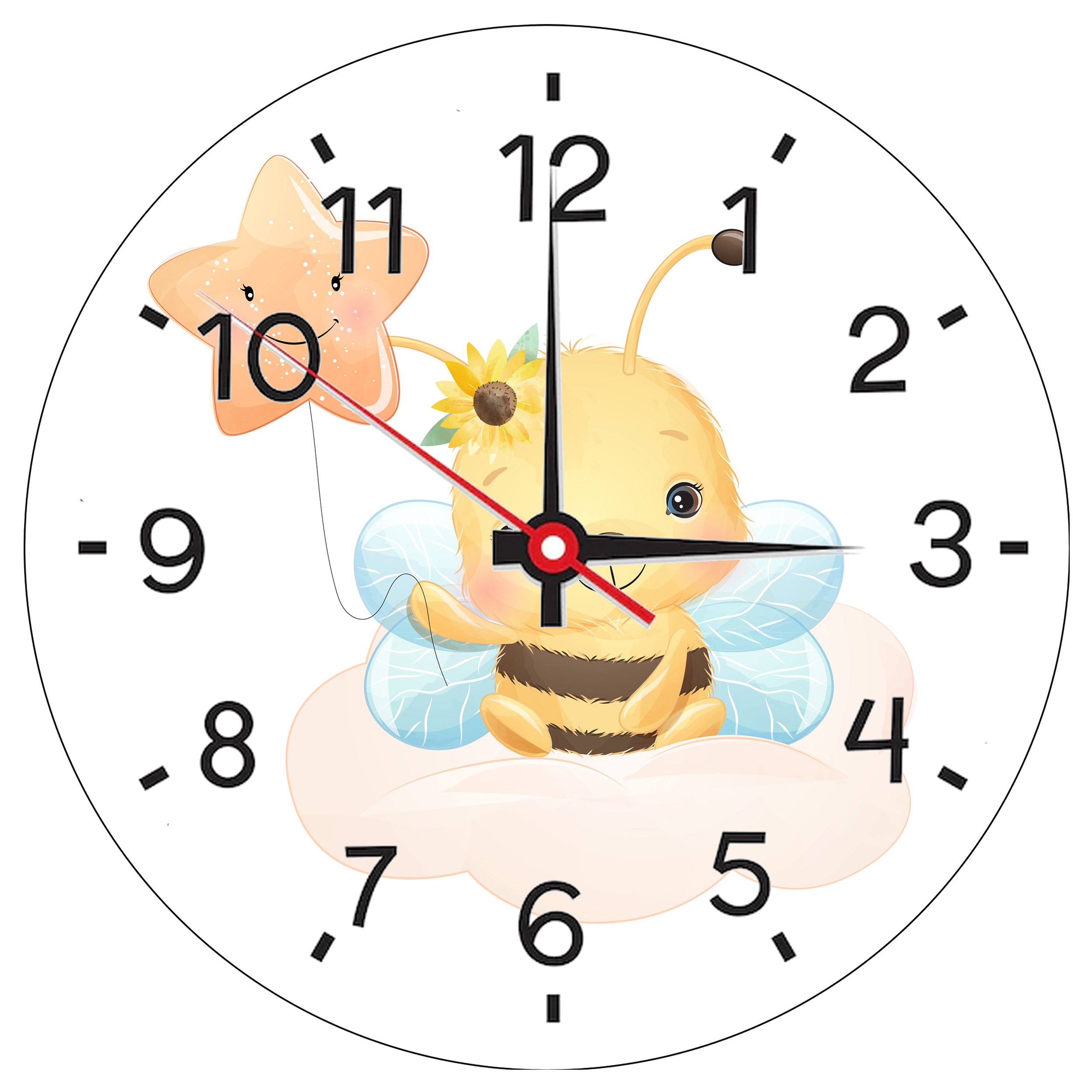 ساعت دیواری کودک مدل طرح فانتزی زنبور بامزه کد 201