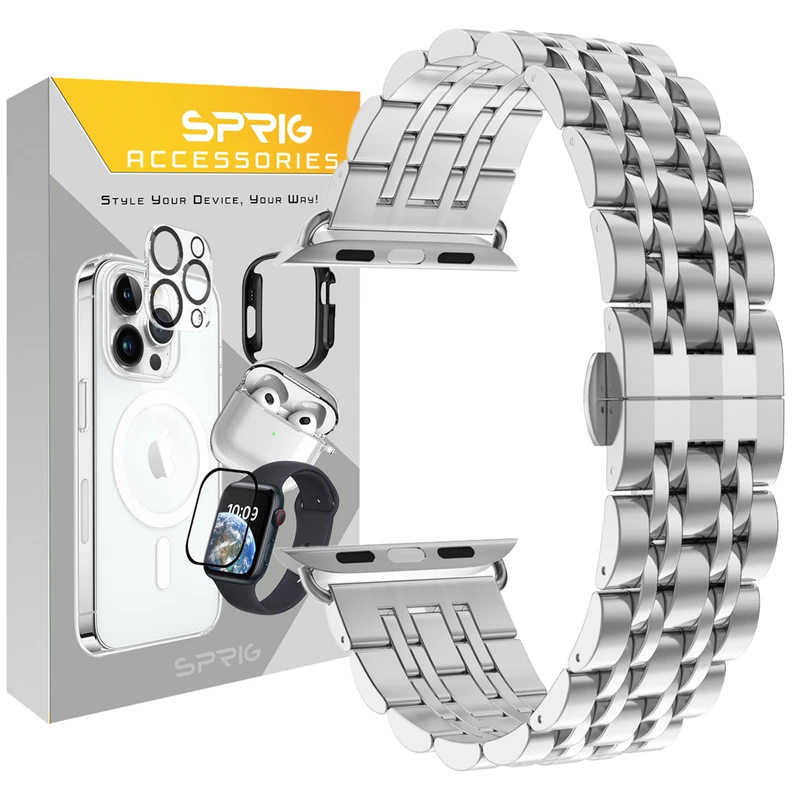 بند اسپریگ مدل 7Bead Steel مناسب برای اپل واچ Series 1 Aluminum 42 / Series 2 42mm / Series 3 42mm