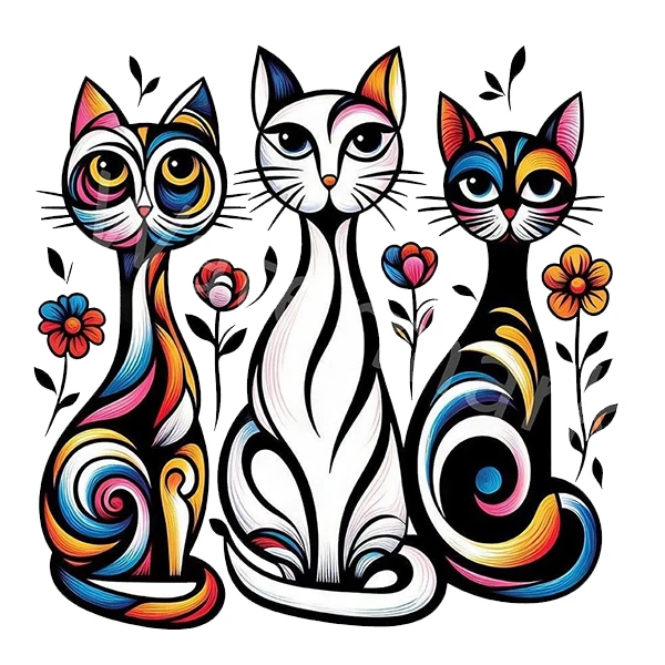 استیکر پارچه و لباس پاد آفرین طرح گربه های بامزه کد 1259