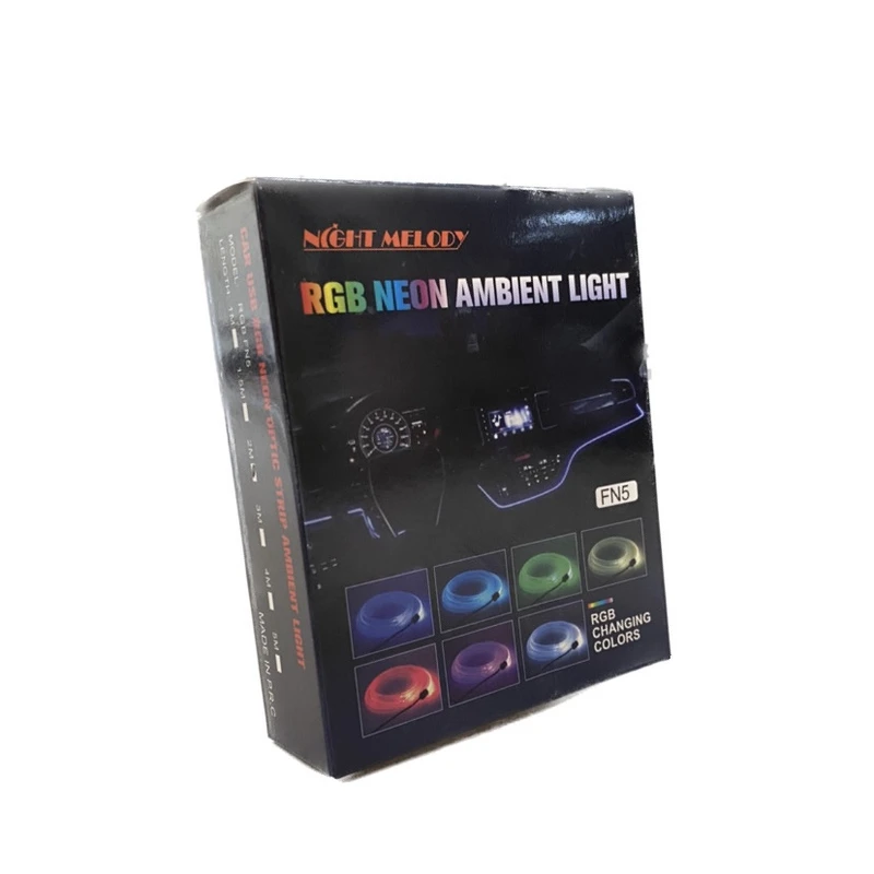 عکس شماره 4 : چراغ الوایر خودرو مدل rgb مولتی کالر هفت رنگ کد fn5 طول 2 متر