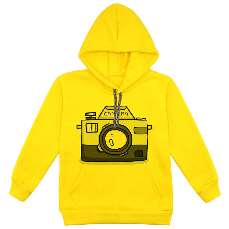 هودی پسرانه مدل دوربین عکاسی F70 رنگ زرد