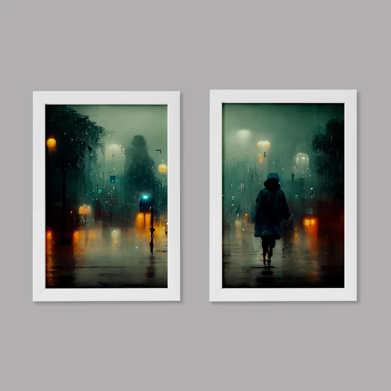 تابلو خندالو مدل دکوراتیو نقاشی رنگ روغن کد M90 مجموعه 2 عددی