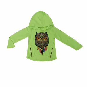 هودی دخترانه طرح جغد کد 5318 رنگ فسفری