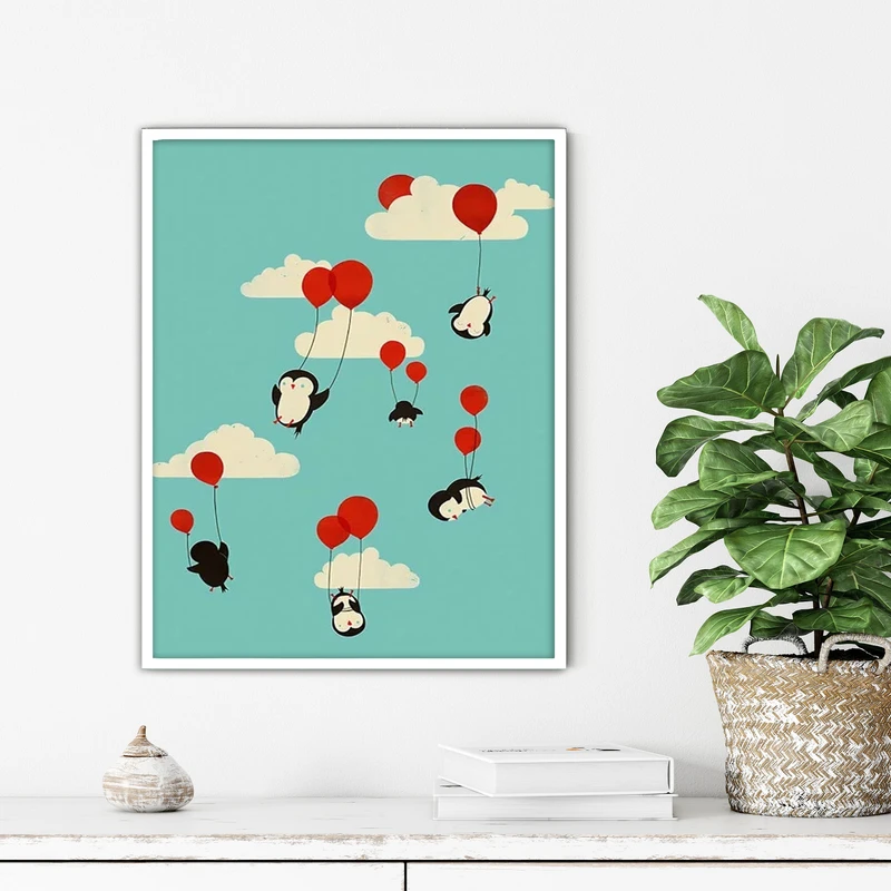 تابلو آتریسا طرح پنگوئن مدرن مدل ATFKW126 فریم سفید