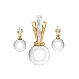 نیم ست طلا 18 عیار زنانه قیراط طرح مروارید کد GH2155