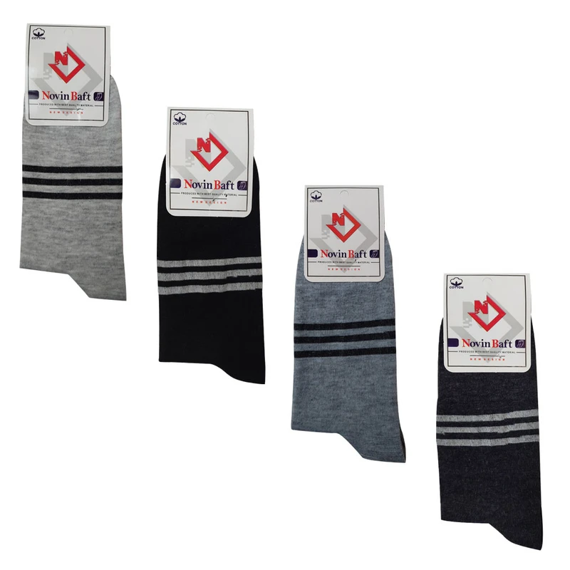 جوراب ساق بلند مردانه مدل نوین بافت RNG بسته 4 عددی